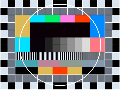 TV transmission test card for adjusting and tuning a television