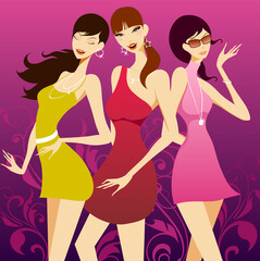 illustration drawing of fashion girls