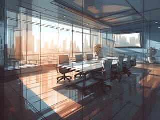 vector illustration of a contemporary business conference room