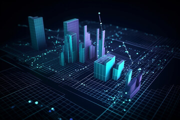 Big data analysis colorful report. Info graphic with graphs and charts. Generative AI
