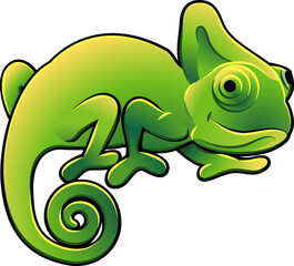 A vector illustration of a cute chameleon lizard