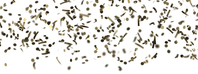 Glittering golden confetti png. Glittering golden confetti falls from above on transparent background. Celebrate festivals.