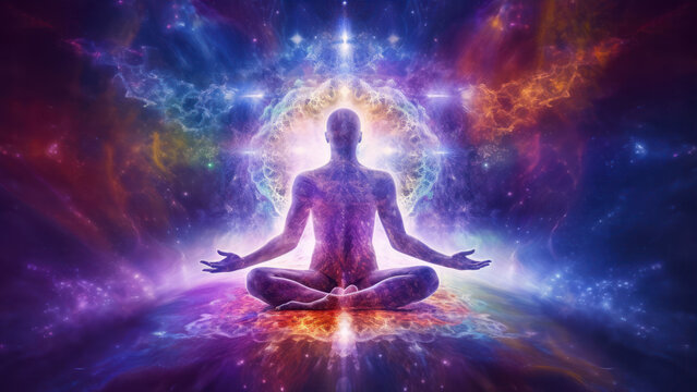 meditation and spiritual practice, expanding of consciousness, chakras and astral body activation, mystical inspiration generative ai