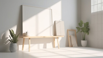 luxury modern bright interiors Living room, Workspace with mockup  interiors Living room,
Idea of a white empty  room interior ,Generative AI 