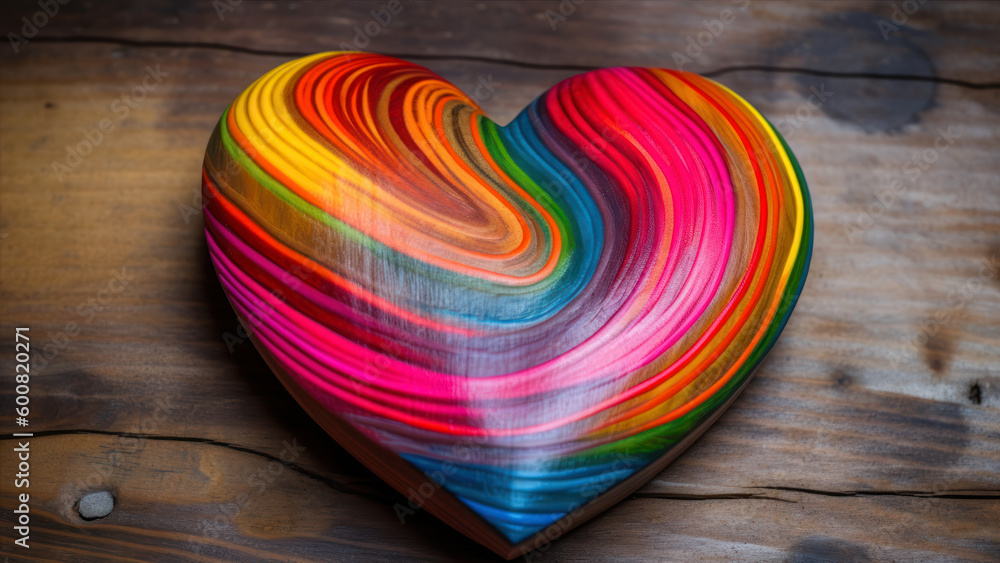 Poster multicolored heart generative ai