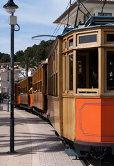 An old vintage tram on Soller, Mallorca, Balearic islands