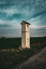 Chapel, afternoon sky
