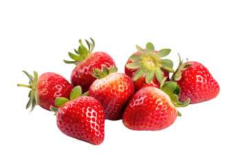 Strawberries on a white isolated PNG background.