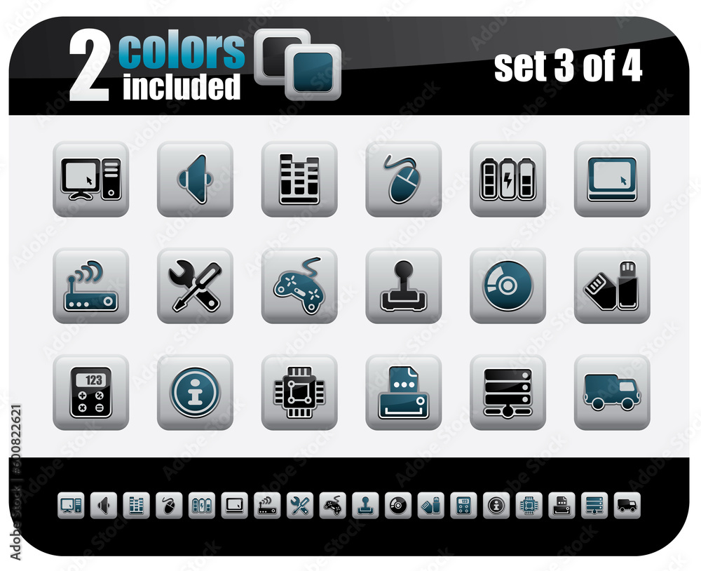 Poster web icons set. steelo series. set 3 of 4.