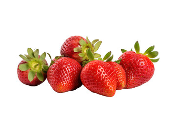 Strawberries on a white isolated PNG background.