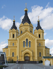 Fototapeta na wymiar Nizhniy Novgorod, Russian Federation, April 27, 2023, Alexander Nevsky New Fair Cathedral