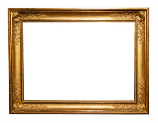 old horizontal rococo gold picture frame isolated - 600823699