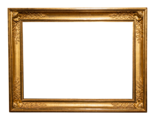 old horizontal rococo gold picture frame isolated