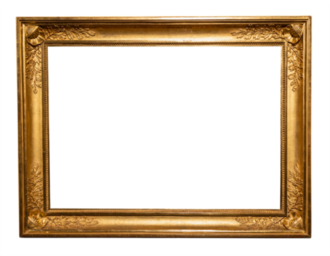 old horizontal rococo gold picture frame isolated