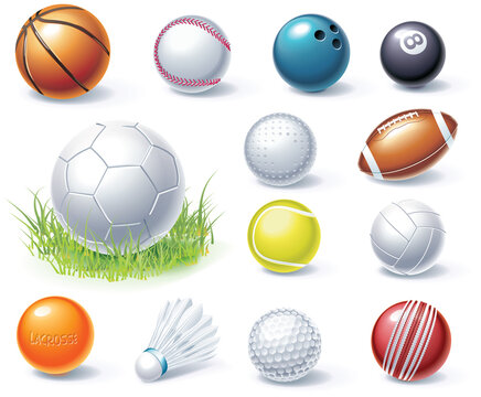 Set of the shiny sport equipment icons