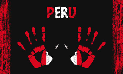 Vector flag of Peru with a palm