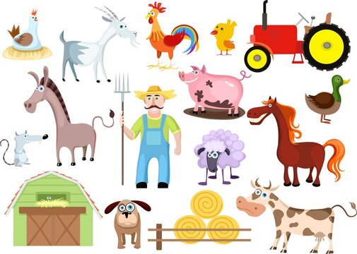 vector illustration of a farm set