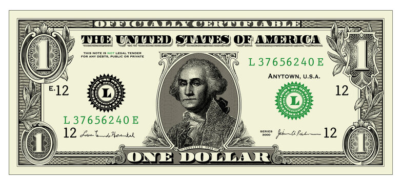 Vector illustration based of a one dollar bill. All pieces are separate and easy to edit.