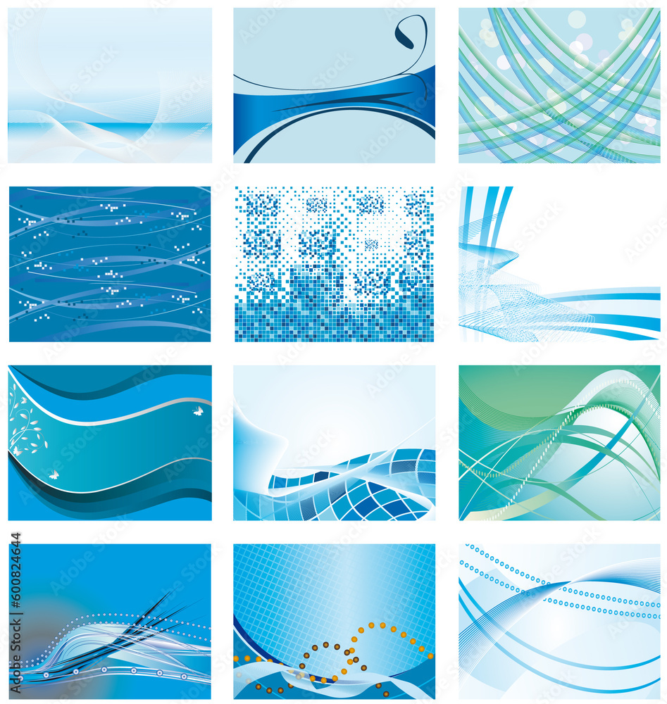 Poster collection of blue abstract backgrounds. vector illustration. vector art in adobe illustrator eps fo