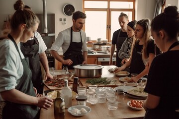 Head chef cooking classes, culinary workshop - obrazy, fototapety, plakaty