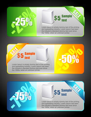 Sale banners. Marketing illustration. Price sign. Discount template.