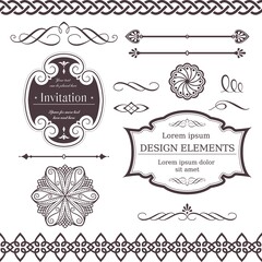 Set of ornate vector frames, ornaments and dividers. Perfect to embellish your designs, invitations, or announcements.
