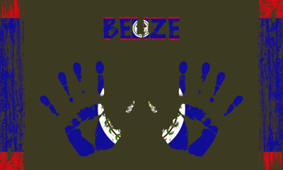 Vector flag of Belize with a palm