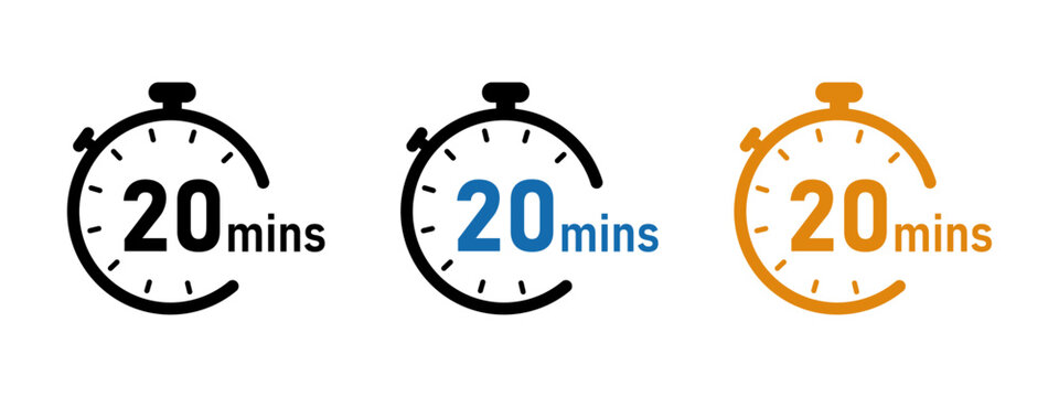 Twenty minutes vector icons set