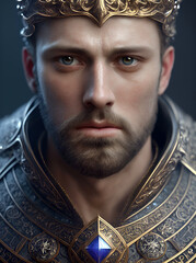 Portrait of King Arthur. Generative Artificial Intelligence. - obrazy, fototapety, plakaty