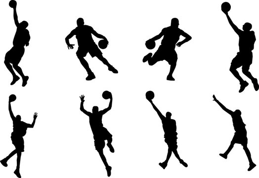basketball silhouettes, each can be used separately