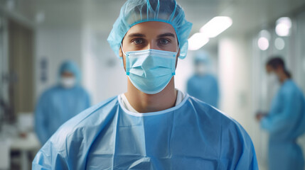 Medical background with doctor. Illustration AI Generative.