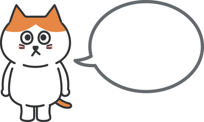An orange tabby cartoon cat tweeted something with a speech bubble. Vector illustration.