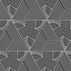 Modern Geometric Optical Illusion, Black and White, Vector Seamless Repeating Pattern 