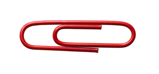 Red paperclip isolated on the transparent background