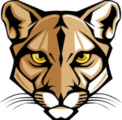 Graphic Vector Mascot Image of a Mountain Lion Head © Designpics