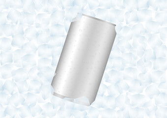 Aluminum Can with Ice Cubes or Cold Beer Can and Soda Can. Vector Illustration. 
