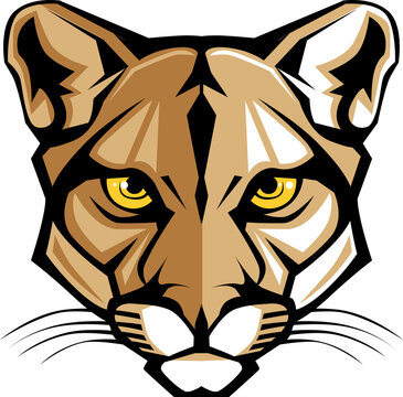 Graphic Vector Mascot Image of a Mountain Lion Head