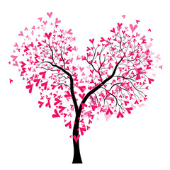 Abstract vector heart tree, Valentine Day. Love, wedding background
