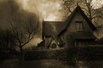 Haunted house in London, Sepia Tone - Brown