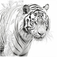 coloring illustration of a tiger