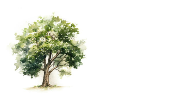 tree isolated on white, watercolor style, Generative AI