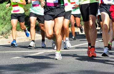 Group of marathon racers running