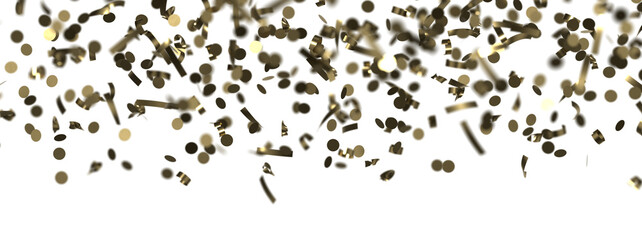 Golden serpentine confetti on transparent background. luxury isolated