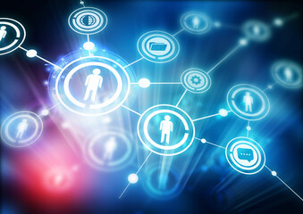 Obraz premium Network Community - Illustration with connected people.