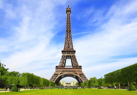 Eiffel Tower in Paris on a clear spring day