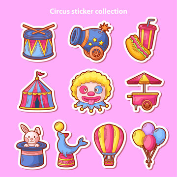 Circus Carnaval Related Illustration Set