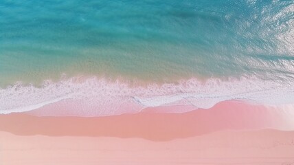 amazing pastel-pink-blue-beach view from the top.The Generative AI.