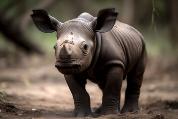 baby rhino in the grass