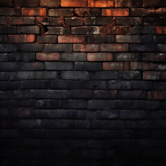 Black brick wall, dark background for design
