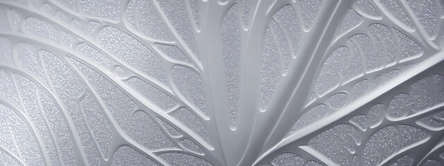 White metallic Leafy Texture background Banner. "Generative AI"
